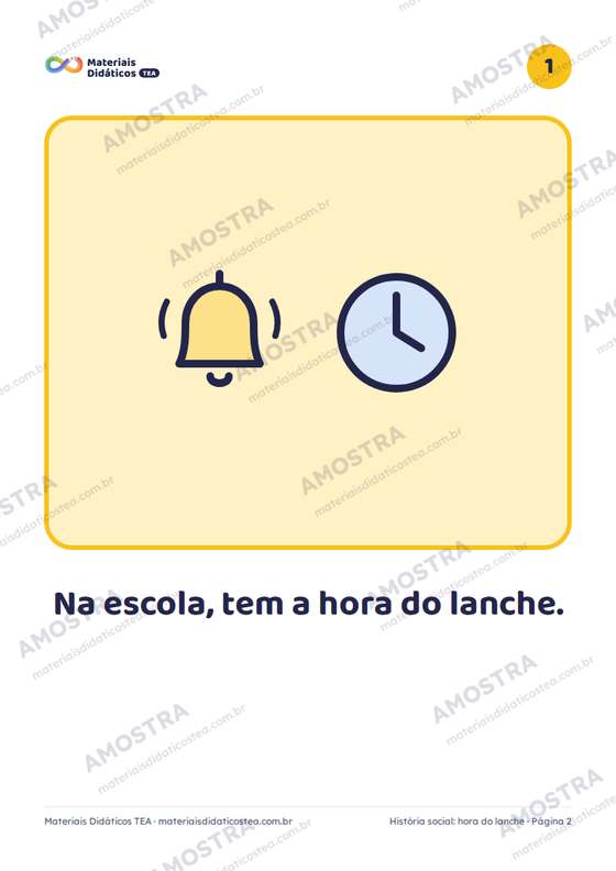 Amostra: página interna do História social: hora do lanche