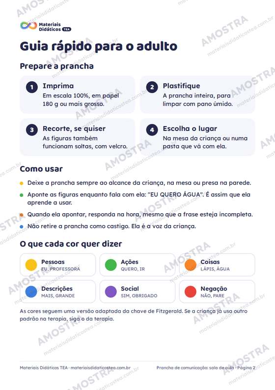 Amostra: página interna do Prancha de comunicação: sala de aula