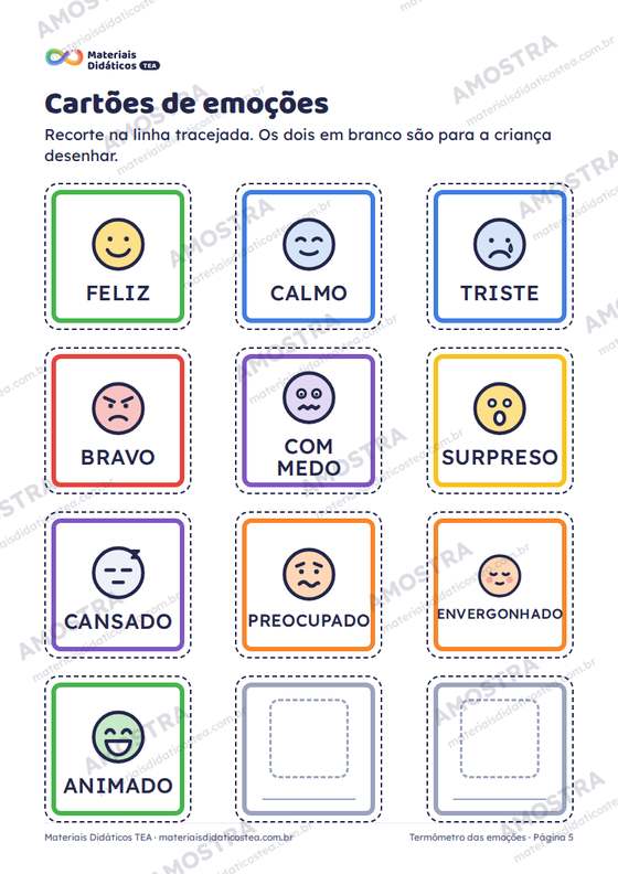 Amostra: página interna do Termômetro das emoções