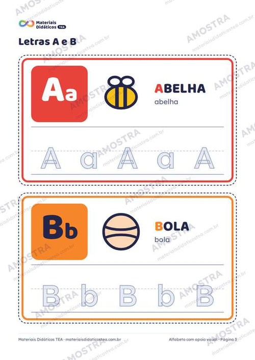 Amostra: página interna do Alfabeto com apoio visual