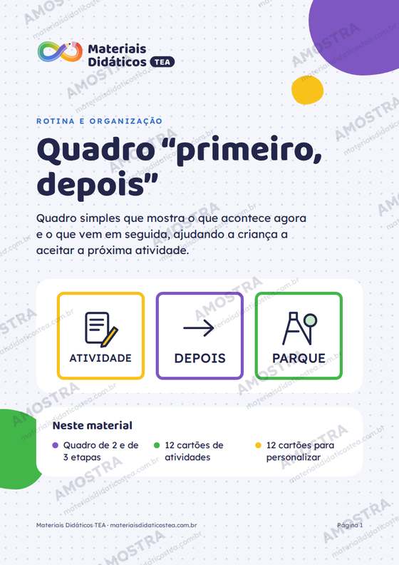 Amostra: capa do Quadro "primeiro, depois"