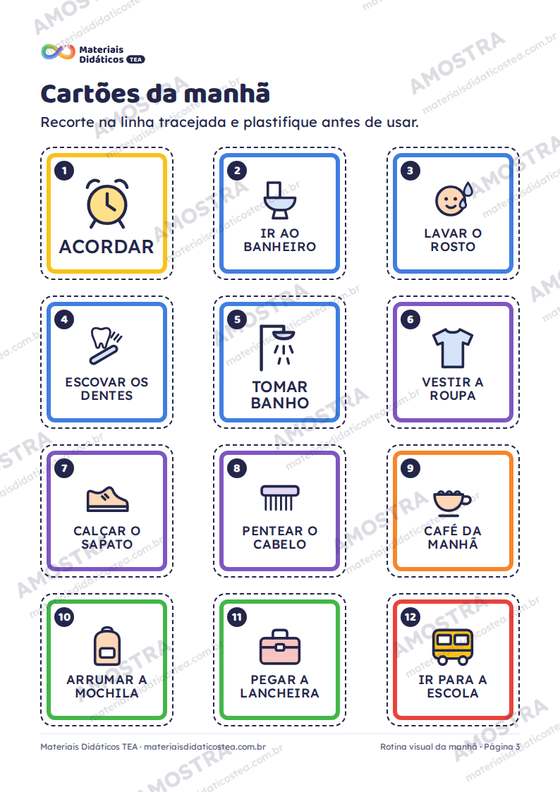 Amostra: página interna do Rotina visual da manhã