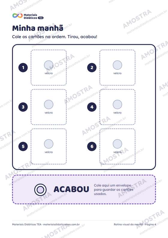 Amostra: página interna do Rotina visual da manhã